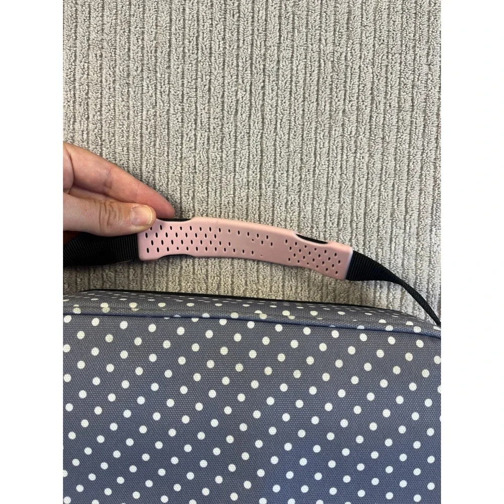 Nike Womens Girls Lunch Box Pink Polka Dot Insulated Grey Hard Shell